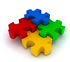 jigsaw pieces locking together and completing the puzzle